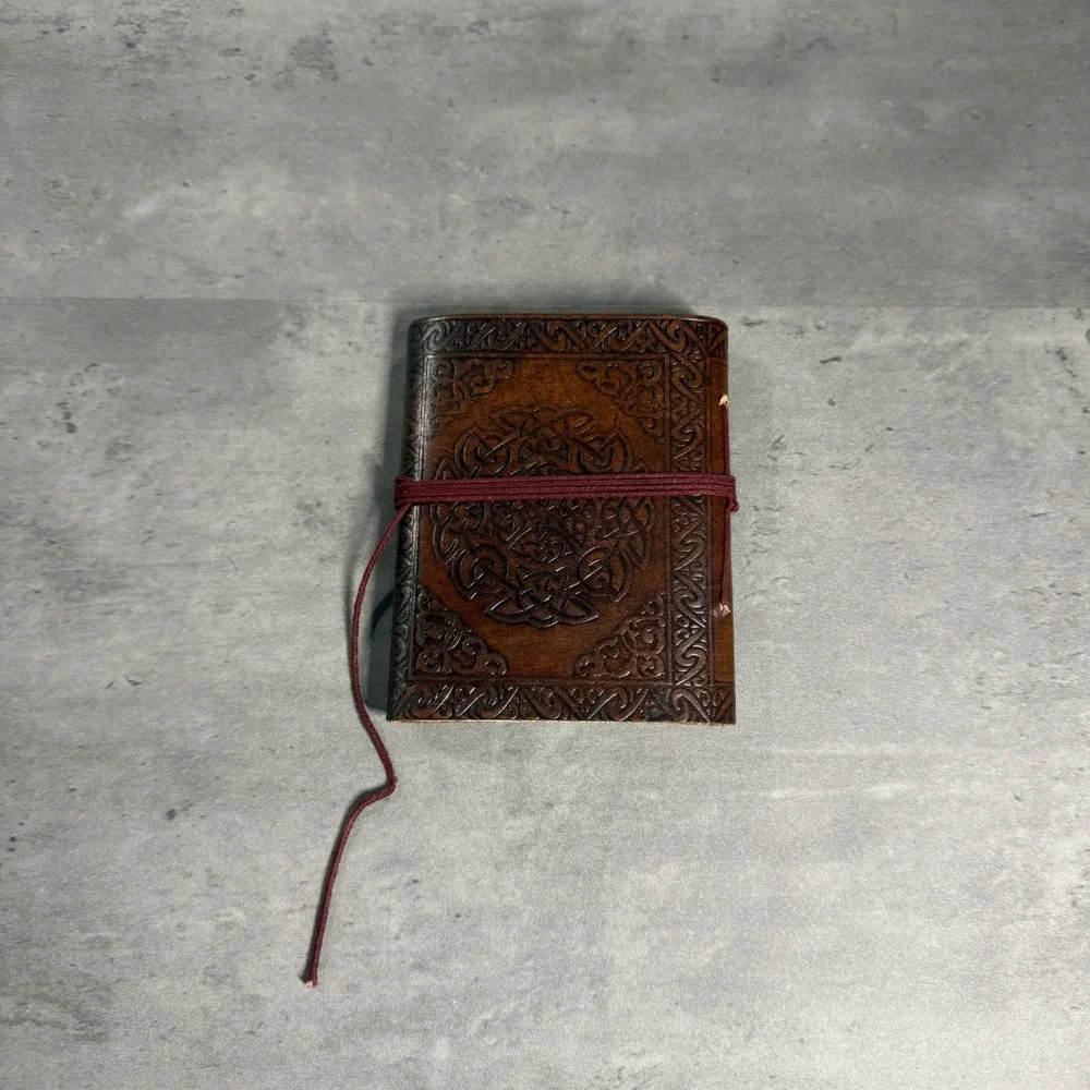 The Leather Farm Journal Unisex Brown Celtic Embossed Leather Diary Notebook